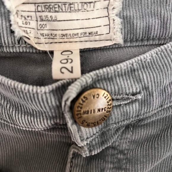 Current/Elliott Corduroy The Kick Jean Cropped in Washed Gray Frayed Hem Sz 29 - Picture 3 of 7